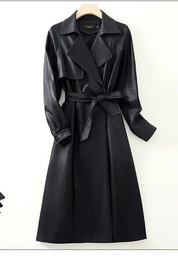 Trench Coat em Pelica de Carneiro com Cinto Integrado