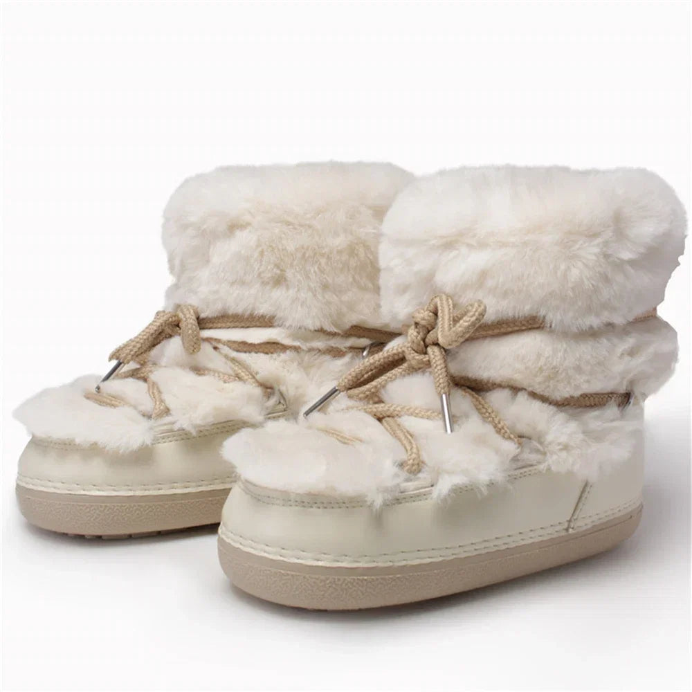 Botas de Neve com Peles Sintéticas – Plataforma Elegante e Conforto Aveludado