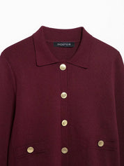 Conjunto Luxo Vermelho em Malha de Alta Densidade – Cardigã e Saia