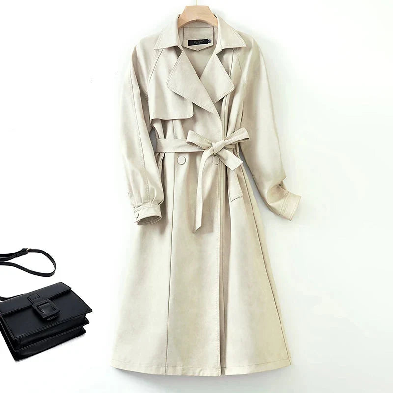Trench Coat em Pelica de Carneiro com Cinto Integrado