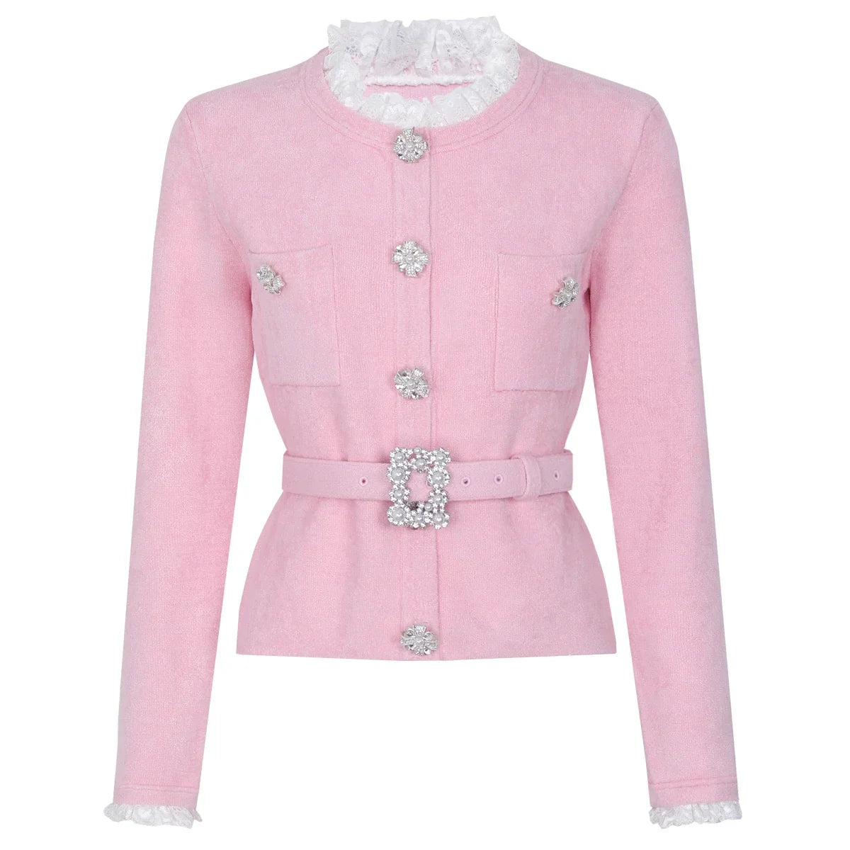 Conjunto Executivo Rosa: Casaco Estruturado e Saia Sereia Midi – Elegância