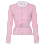 Conjunto Executivo Rosa: Casaco Estruturado e Saia Sereia Midi – Elegância