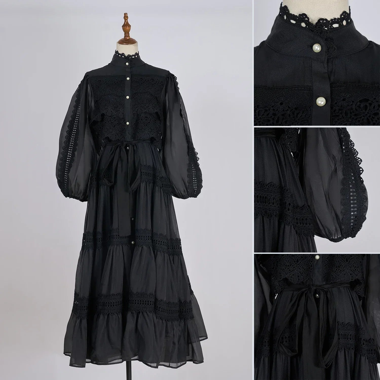 Valentina | Vestido Longo em Renda Artesanal com Aplicação de Pérolas