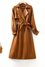 Trench Coat em Pelica de Carneiro com Cinto Integrado