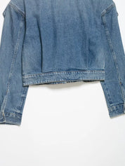 Jaqueta Curta Escultural em Denim com Silhueta Ampla e Fechamento em Zíper