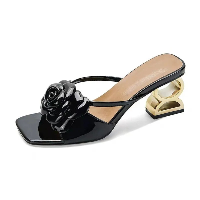 Sandálias de Luxo – Design Floral Elegante