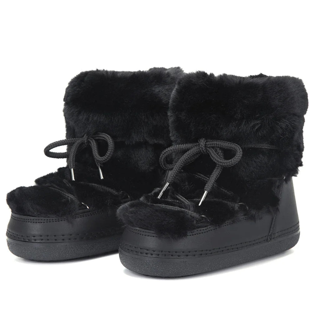 Botas de Neve com Peles Sintéticas – Plataforma Elegante e Conforto Aveludado