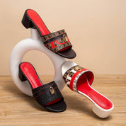 Sandálias CHCH – Salto Baixo 5cm, Bloco Grosso, Confortáveis, Slip-On, Casual e Elegantes