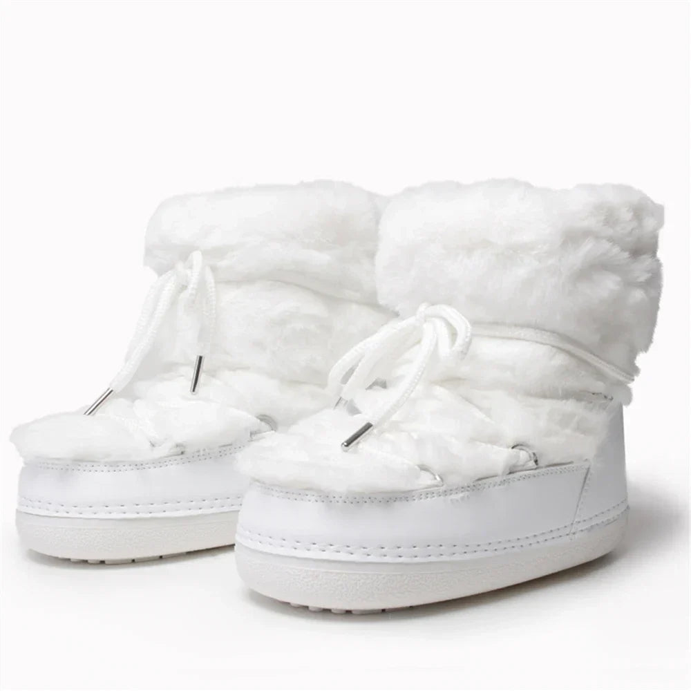 Botas de Neve com Peles Sintéticas – Plataforma Elegante e Conforto Aveludado