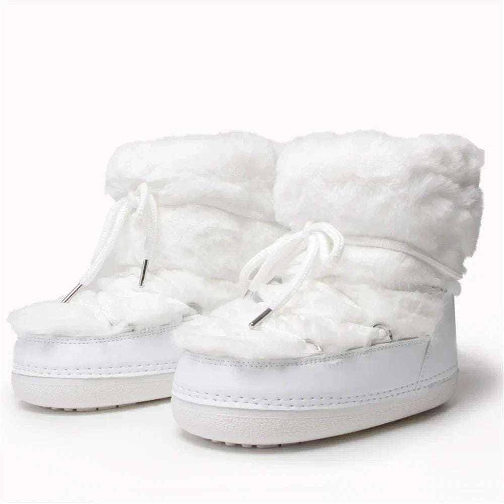 Botas de Neve com Peles Sintéticas – Plataforma Elegante e Conforto Aveludado