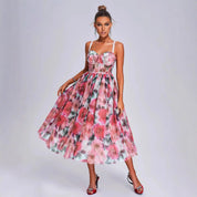 Vestido Longo de Festa com Ombros à Mostra em Crepe Fluido