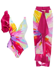 Conjunto de Banho com Babados e Saia de Amarração