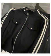 Conjunto Esportivo com Jaqueta Listrada e Calça Pantalona