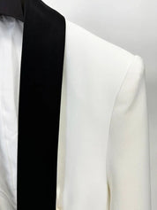 Blazer de Alfaiataria Escultural Bicolor com Gola Xale