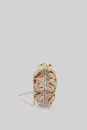 Bolsa clutch com enfeite de cristal