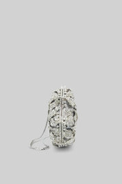 Bolsa clutch com enfeite de cristal
