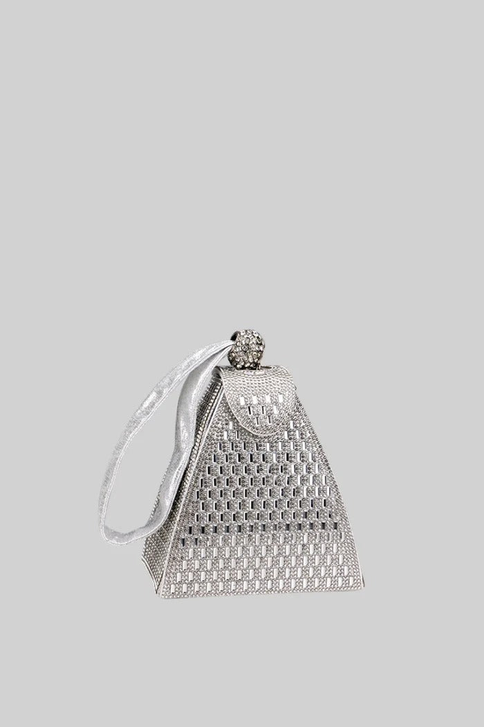 Bolsa Triangular Pedras Efeito Metálico
