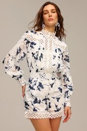 Conjunto de Alta Costura com Renda Vazados Artísticos e Detalhes Bordados à Mão – Elegância Atemporal em Duas Peças
