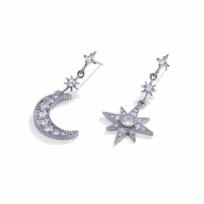 Brinco Cristal Lua e Estrela