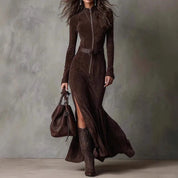 Helena – Vestido Longo com Fenda e Faixa