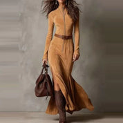 Helena – Vestido Longo com Fenda e Faixa