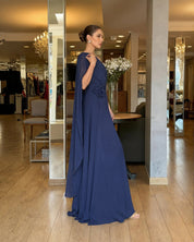 LUIZA | Vestido Longo de Chiffon Ombro Assimétrico
