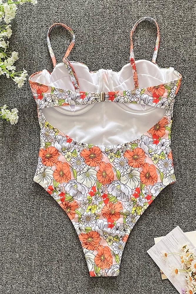 Maiô Mois Estampado com Recortes Modernos