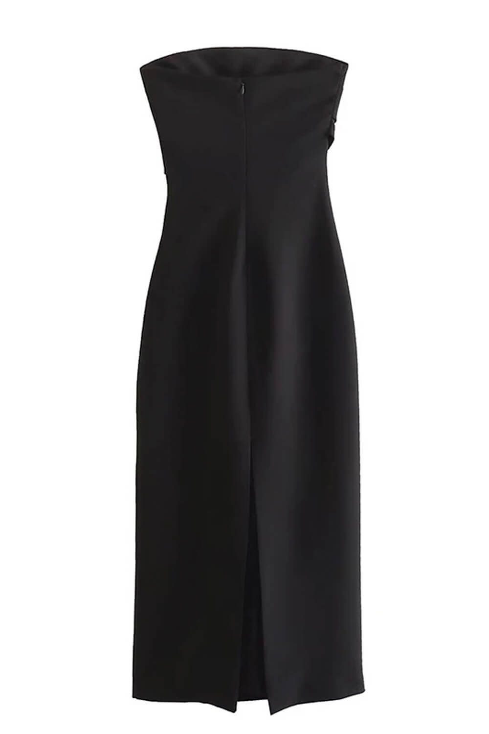 Anya | Vestido Midi Branco Tomara que Caia com Fenda Sutil
