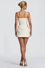 Iara | Vestido Mini Bodycon em Chocolate com Corset Estruturado e Franzido