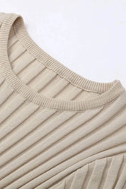 Olga | Vestido Longo em Tricô Canelado Off-White com Manga Longa