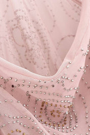 Rose | Vestido Mini em Renda Rosê com Cowl Neck e Bordado Sutil