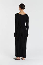 Marta | Vestido Longo em Tricô com Decote em V e Manga Longa